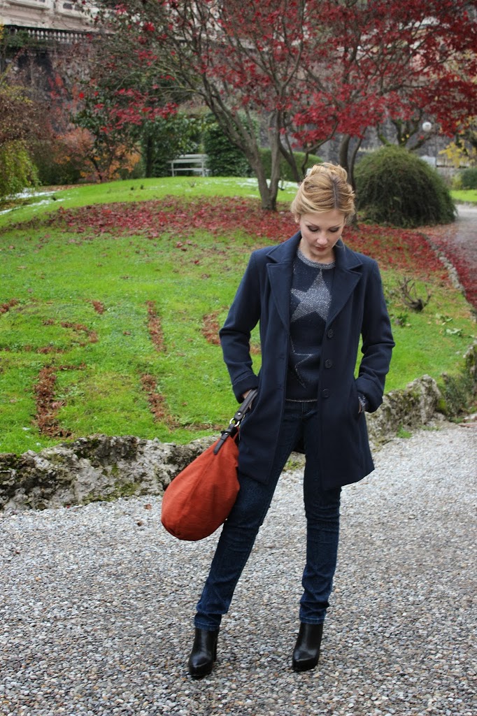 midnight blue boyfriend coat