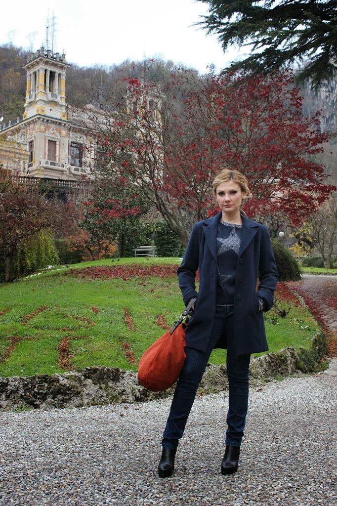 midnight blue boyfriend coat