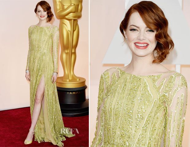 Emma Stone In Elie Saab Couture – 2015 Oscars - Look da Red Carpet - Oscars night best and worst dressed according to Coco et La vie en rose - image credit to Red Carpet Awards