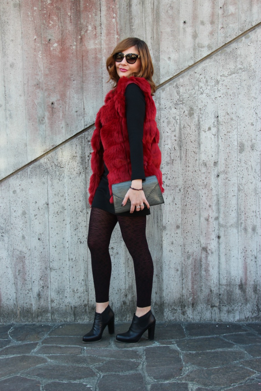 red fur vest