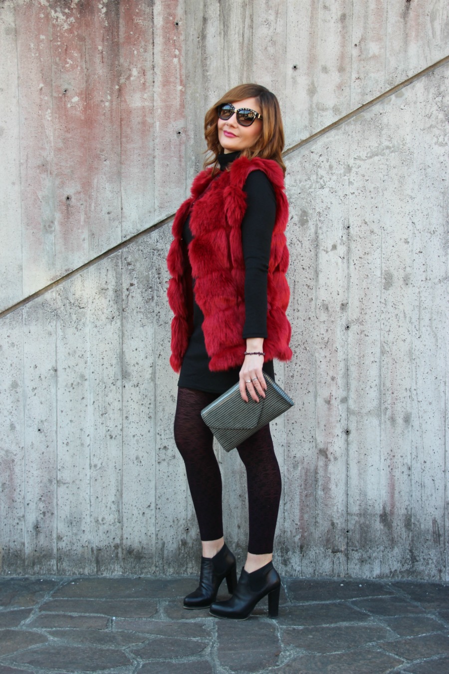 red fur vest