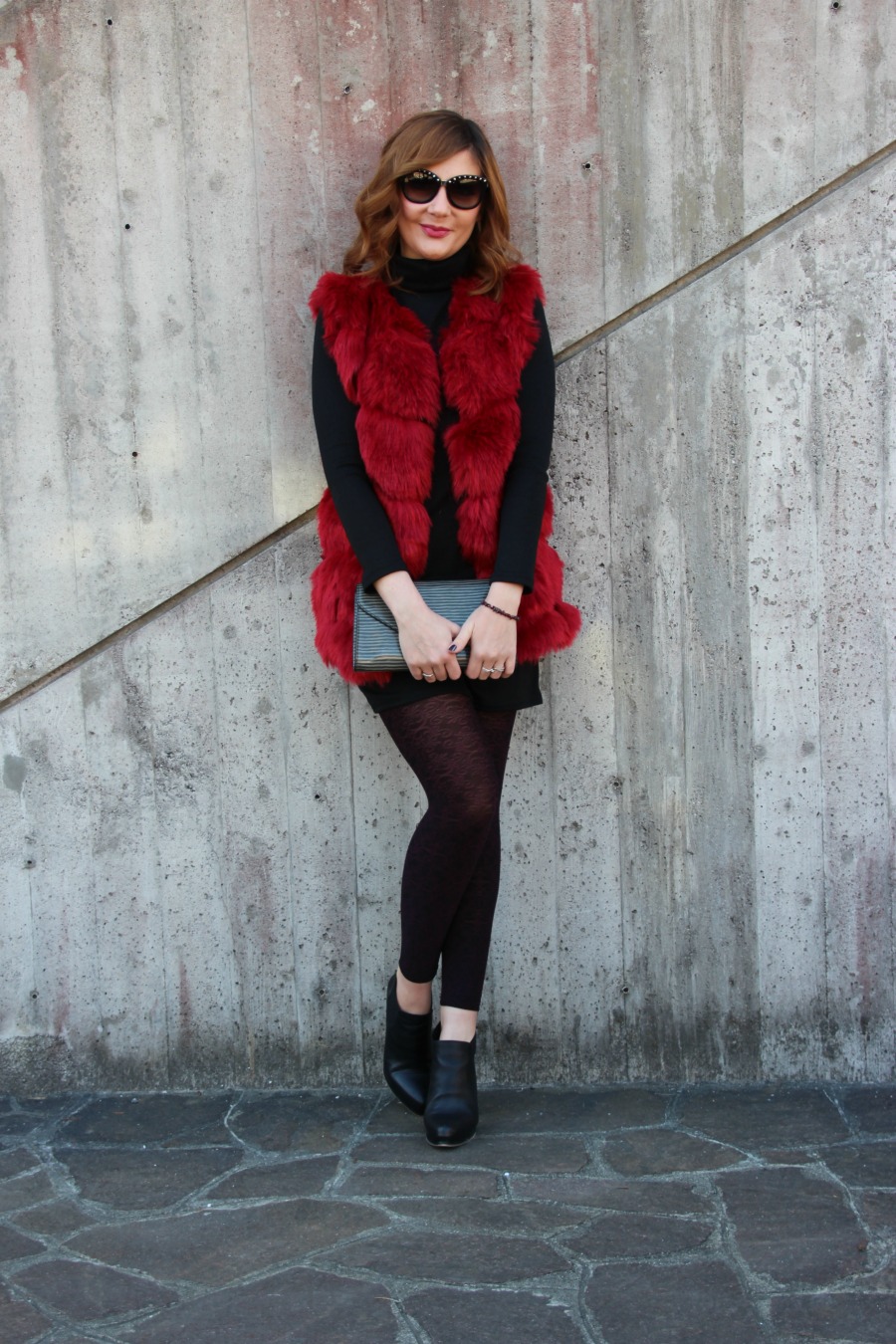 red fur vest